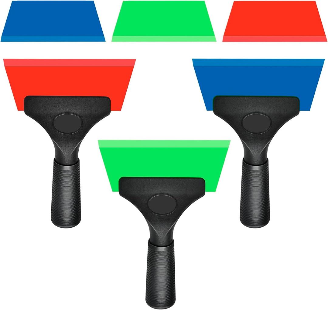 3 Pack Window Tint Squeegee Kit with Non-Slip Handle, Small Squeegee for Auto, Car, Tile, Glass, Mirror, Shower
