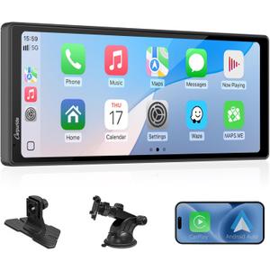 CARPURIDE 10.26 Inch Wireless/Wired Apple CarPlay, Android Auto and Mirror Link - 1600 * 600 IPS Touch Screen Portable Car Stereo, Bluetooth Audio, Siri, Navigation Car Screen for All Vehicles