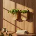 Aimto Wooden Wall Vase Set of 2, Bamboo Boho Wall Decor Planters Holder for Indoor Plants, for Entryway, Hallway, Bathroom, Living Room, Dining Room
