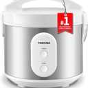 TOSHIBA Rice Cooker & Steamer Simple 5.5 Cup(Uncooked) with Steaming Basket, Removable Non-Stick Inner Pot & Inner Lid, for Soups, Stews, Grains&Oatmeal, One Touch&Keep Warm Function, Silvery White