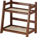 Cup Rack Organizer - Bar Counter Use Coffee Mug Holder, Two-Level Storage Shelf | Stylish Rattan Style Display, Compact Cup Stand for Desktop Water Bottle Home Indoor Mug Storage Setup