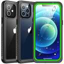 SPIDERCASE Waterproof Case Compatible with iPhone 12 /Compatible with iPhone 12 Pro (Green/Clear)