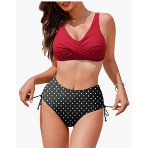 ELESOL Women's High Waisted Bikini Set Women Swimsuit Summer Beach Matching Outfits