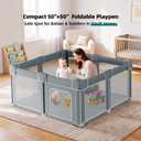 Foldable Baby Playpen with Mat, 50x50 Inches, Grey