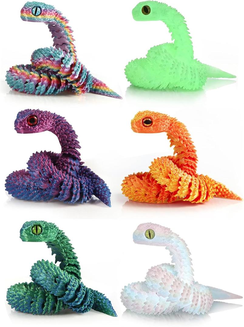 6Pcs 12in Lifelike 3D Printed Snake Animal Toy,Realistic Reptile Figure for Kids Educational Play, Collectible Jungle Animal Model,Easter Basket Essentials Toys for Teen Boys Kids