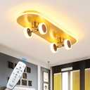 Led Ceiling Light Fixture 32W Dimmable with Remote Modern Kids Room Flush Mount Skateboard Ceiling Lamp for Boy Girl Baby Bedroom Nursery