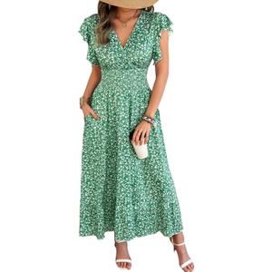 Casual Summer Maxi Dresses for Women (Green, XL)