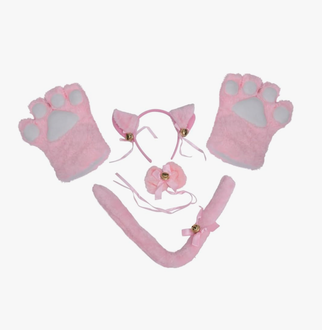 GALPADA Party Cosplay Accessories Cat Hair Hoop Black and White Cat Tail Cat Dress up Cartoon Cosplay Head Cat