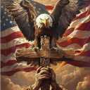 KTHOFCY 5D DIY US Flag Independence Day Eagle Cross Diamond Painting Kits for Adults, US 4th of July Full Drill Crystal Rhinestone Paintings Pictures Arts Wall Decor Painting Dots Kits 11.8X15.7inch