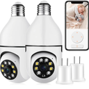 Security Camera Indoor Wireless WiFi Outdoor Home E27 360 Degree Panoramic Home Security Cameras IP Camera Motion Detection and Alarm Two-Way Audio 2pack