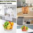 Livabber Countertop Fruit Basket Bowl with Banana Hanger, Modern Standing Fruit Vegetable Bowl Storage, with Banana Tree Holder for Kitchen Dinning Table (Round Marble, Gold)