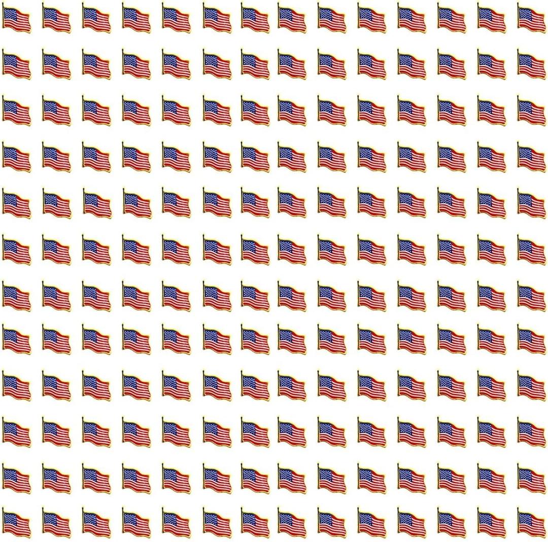 160 Pcs American Flag Lapel Pin 0.83"x0.75" Gold-Tone - Patriotic Metal Brooch for Suits, Hats, Bags, Events - US Flag Badge for Military, Veterans, July 4th, Rallies
