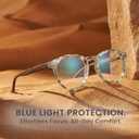 2SeeLife Large Round TR-90 Reading Glasses for Men & Women Medium-Large Fit, Durable, Spring Hinges, Blue Light Readers, Aqua Blue, +1.25