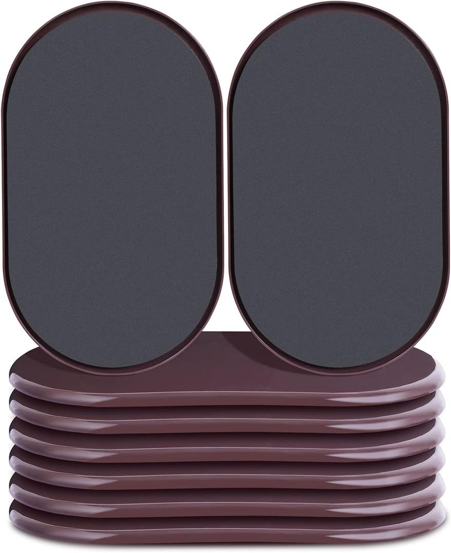 Reusable Large Furniture Sliders for Carpet, Furniture Movers Sliders, Carpet Movers Oval Heavy Duty Sofa Bed Table Desk Movers for Carpet Quickly and Easily Move Any Item, Brown (8 Pack)