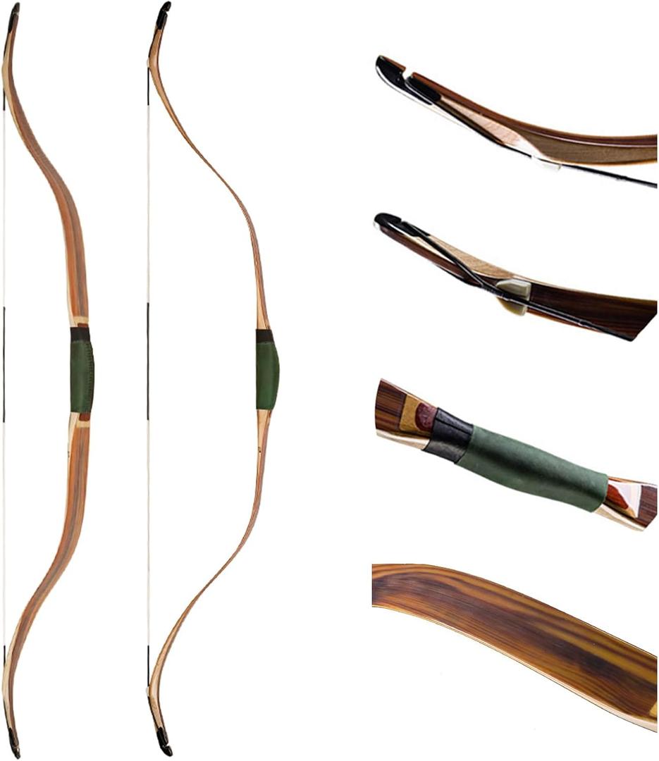 AF Archery Turkish Recurve Bow, 50" High-Performance Traditional Laminated Hunting Horse Bow for Adults Youth Beginners Enthusiasts and Hunting (25 lbs)