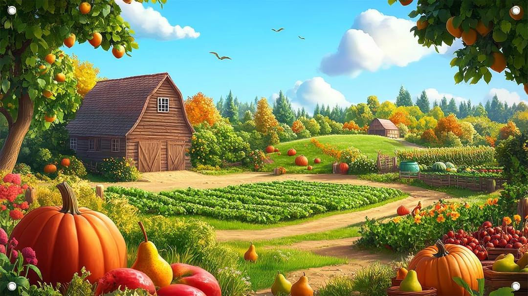 3 x Alltten 70.8''x39.3'' Village Backdrop Farm Harvest Backdrop F328