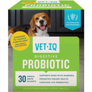 VetIQ Probiotic Powder for Dogs, Treats Diarrhea, Digestive Issues, Food Sensitivity, Chicken Flavored, Single-Serve Packets, 30 Count