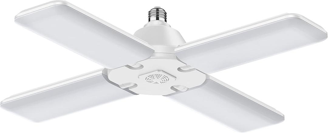 Feit Electric LED Garage Light, 4 Panel Adjustable Screw-in LED Shop Light Bulb, E26 Base, 12000 Lumens, Non-Dimmable, 5000k Daylight, Garage Ceiling Light, White, ADJ12000/5K/LED