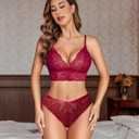 2 x Avidlove Women Sexy Panties Lace Cheeky Panty Rhinestone Bikini Underwear 1-4 Pack (Red, L)