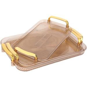 Set of 3 Serving Platters with Handles 16.5/15/13.2 Inch Reusable Large Serving Trays, Party Food Tray, Rectangular Dinner Plates for Cookie, Cake, Turkey, Cheese, Fruit, Snack(Amber) Set of 3 Serving Platters with Handles 16.5/15/13.2 Inch Reusable Large Serving Trays, Party Food Tray, Rectangular Dinner Plates for Cookie, Cake, Turkey, Cheese, Fruit, Snack(Amber)