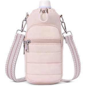 Water Bottle Bag 40 oz Crossbody Holder for Walking Hiking Insulated Carrier Purse with Adjustable Strap