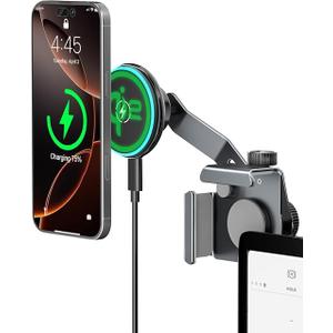 CloudValley Qi2 15W Wireless Charger Phone Mount for Tesla Model Y/3,【Extendable Metal Holder】 Compatible with iPhone MagSafe, Magnetic Adjustable Car Holder for Tesla Model 3 Highland/Y Juniper