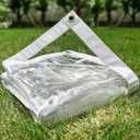 Clear Tarp 7 x 9FT, 20 Mil Clear Vinyl Tarp, Small Cover Plastic Sheeting with Grommets, Double-Stitched Reinforced Edges, Heavy Duty Tarps Waterproof and Tearproof