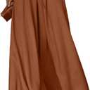 Dokotoo Pants for Women Casual Elastic Waist Wide Leg Pants with Pockets (X-Large, 1 Brown)