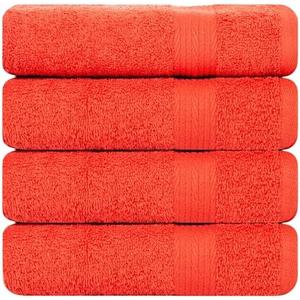 Ample Decor Hand Towels for Bathroom 18 X 28 Inch 600 GSM 100% Cotton, Soft Absorbent - 2 Pcs Orange