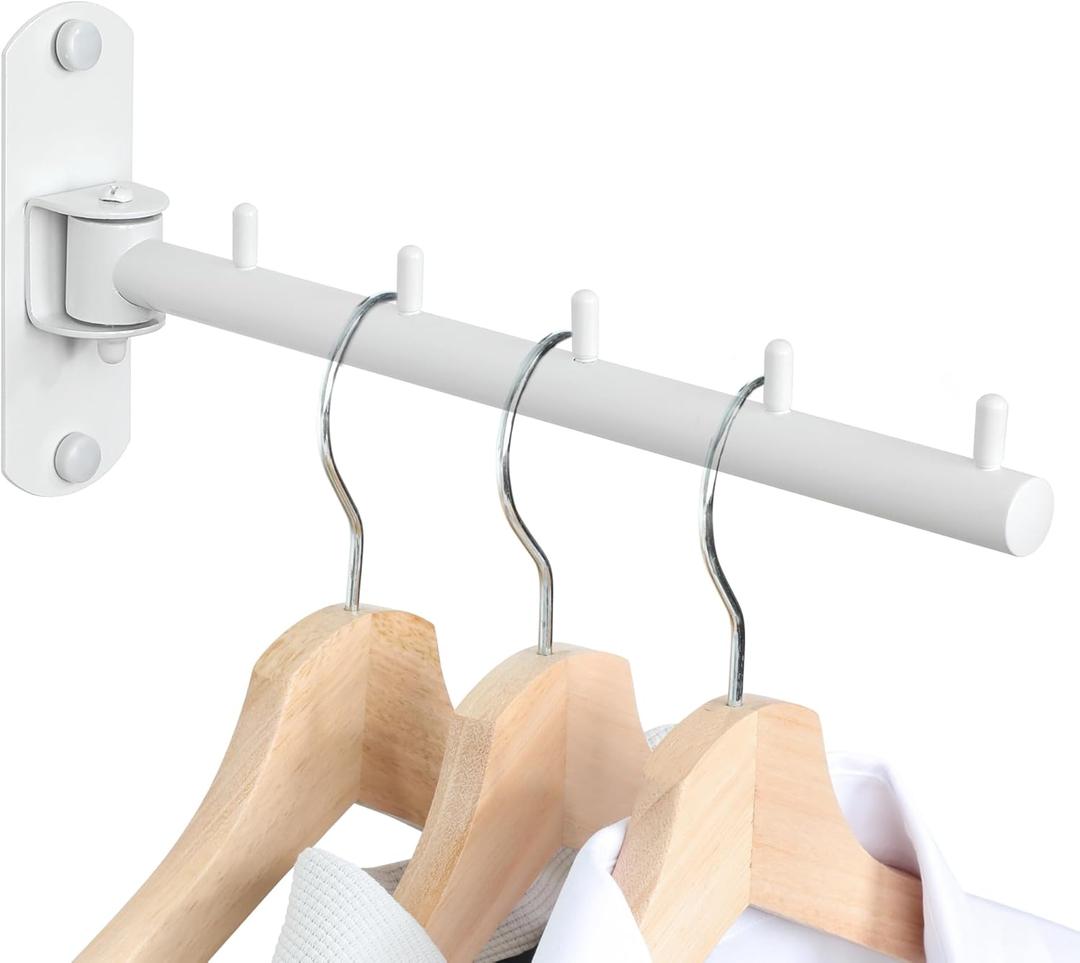 Mooche Swing Clothes Hanger Rack, Garment Racks Folding Clothes Bar Wall Mounted, 180°Rotation Laundry Drying Rack 304 Stainless Steel Space Saving for Laundry Room Bedroom Balcony, 9.45" Long