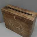 Wedding Card Box with Card Slit and Lock 12"X10"X4.5"- Gift Wishing Well Card Box for Weddings, Receptions, Birthdays, Graduations, Baby Showers, Honeymoon Funds LFBRNT (BURNT WOOD)