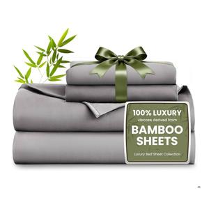 Love's cabin 4 Piece Full Size Sheet Set, Cooling Sheets, 100% Rayon Derived from Bamboo, Breathable & Soft Full Size Bed Set, Deep Pocket Up to 16", Hotel Luxury Silky Bedding Sheets, Grey