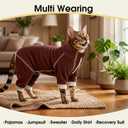 ROZKITCH Cat Body Suit to Stop Licking, Cat Body Suit with Legs After Surgery Anxiety Jacket with Four Legs, Onesie Body Suit After Surgery Brown 2XL