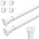 AIZESI 2PCS White Tension Curtain Rod 18-36 Inch Adjustable Curtain Rod No Drilling Tension Rods Small Tension Rod Spring Tension Curtain Rods, for Windows, Door And Closet (18"-36"-2p)