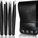 Tweezers Set - Professional Stainless Steel Tweezers for Eyebrows - Great Precision for Facial Hair, Splinter & Ingrown Hair Removal - Tweezers for Women & Men with Travel Case