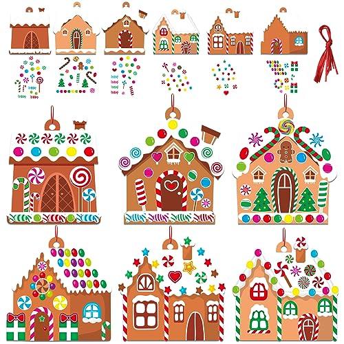 36 Sets Christmas DIY Art Craft Kits Gingerbread House Ornaments Art Sets Winter Christmas Stickers Arts and Crafts Bulk for Kids Winter Holiday Xmas Theme Classroom Activities Party Decorations