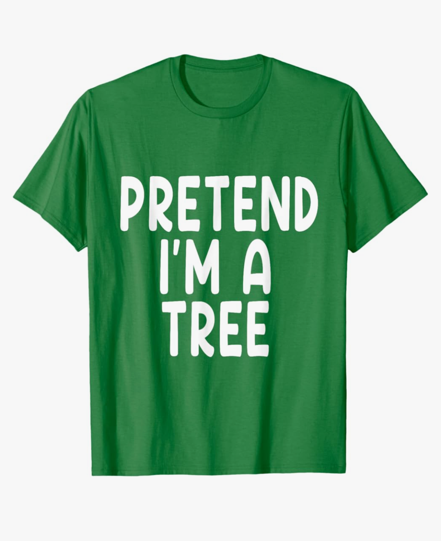 Pretend I'm A tree Funny Lazy Last Minute Halloween Costume T-Shirt Kids Kelli Green L