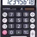 CATIGA Desktop Calculator 8 Digit with Solar Power and Easy to Read LCD Display, Big Buttons, for Home, Office, School, Class and Business, 4 Function Small Basic Calculators for Desk, CD-8185 Black