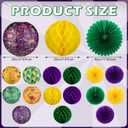 18 Pcs Mardi Gras Hanging Decorations, 6 Hanging Paper Lanterns 6 Paper Fans 6 Honeycomb Ball for Mardi Gras Party Supplies Purple Yellow Green Fiesta Holiday Indoor Outdoor Party Decorations