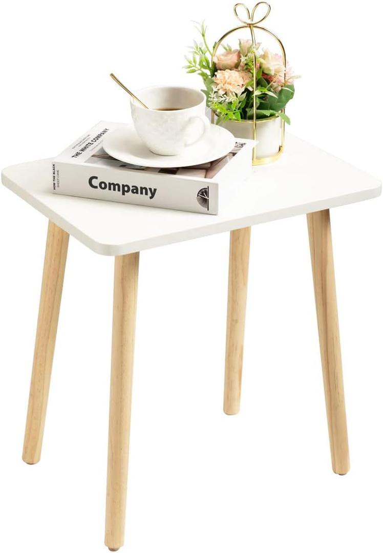 FORAOFUR Side Table, Small End Table Accent Table Living Room Bedroom Balcony Office, Modern Side Table Bedside Table Home Decor, Small Table for Small Spaces, Small Coffee Table, Easy Assembly (White)