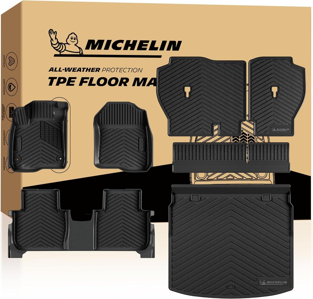 Michelin Vehicle Mats, Premier Series All-Weather TPE Custom Fit Liner for Honda CR-V Gasoline & Hybrid & e:FCEV 2023-2026 Floor Mats (7 Piece)