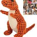 Indestructible Robust Dino, Durable Interactive Robustdino Dog Toy, Squeaky Dog Toys For Aggressive Chewers, Soft Dog Toys, Unbreakable Stuffed Plush Dog Toy Aggressive Chewers (A ORANGE)