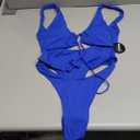 CHYRII Women's Sexy Cutout Lace Up Backless High Cut One Piece Swimsuit Monokini (Large, Royal Blue)