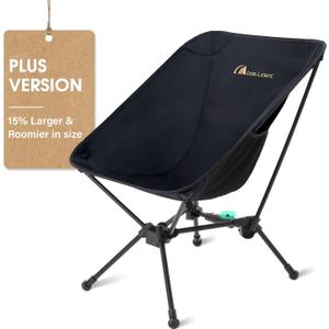 MOON LENCE Portable Camping Chair, Lightweight Folding Backpacking Hiking Chair, Plus Size Compact Yet, Support 330 lbs (Black)
