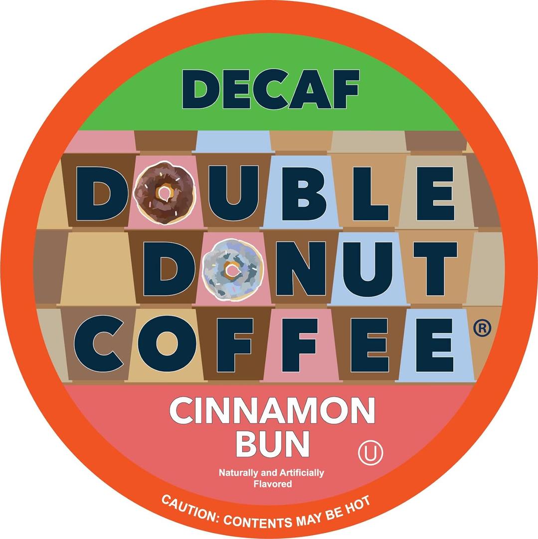 Double Donut Flavored Decaf Coffee, Decaf Cinnamon Bun Coffee, Decaf Coffee Pods for Keurig K Cups Machines, Hot or Iced Coffee, Single Serve Cinnamon Coffee in Recyclable Pods, 80 Count Value Pack, BBD 09/15/2025 Double Donut Flavored Decaf Coffee, Decaf Cinnamon Bun Coffee, Decaf Coffee Pods for Keurig K Cups Machines, Hot or Iced Coffee, Single Serve Cinnamon Coffee in Recyclable Pods, 80 Count Value Pack, BBD 09/15/2025