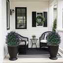 Outdoor Artificial Plants Lavender, UV Resistant Fake Bushes Topiary Boxwood Tree Balls with Ground Spikes for Indoor and Outdoor Porch Yard Farmhouse Terrace Greenery Decoration