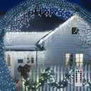 Outdoor Icicle Lights for Outside,9.8FT String Lights with Remote Timer, Battery Powered Hanging Window Wall Dripping Ice Light Waterproof for House Garden Yard Decor(White)