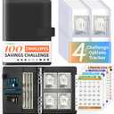 100 Envelopes Money Saving Challenge Binder, A5 Budget Binder with Envelopes and Challenge Tracker, Savings Challenges Planner Book to Save $500, $1000, $5050, $10000 (Pure Black)