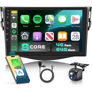 for Toyota RAV4 2007-2011 Car Stereo with Snapdragon 8 Core Processor 4GB+64GB Android 13 Radio 9 Inch 1280 * 720 IPS Touchscreen Carplay/Android Auto GPS WiFi FM/RDS SWC Camera