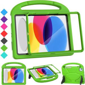 SUPLIK Kids Case for iPad A16 11-Inch 2025 (11th Gen) & iPad 10th Generation (10.9" 2022), Durable Shockproof Stand Cover with Screen Protector/Pencil Holder/Handle for Kids, Green